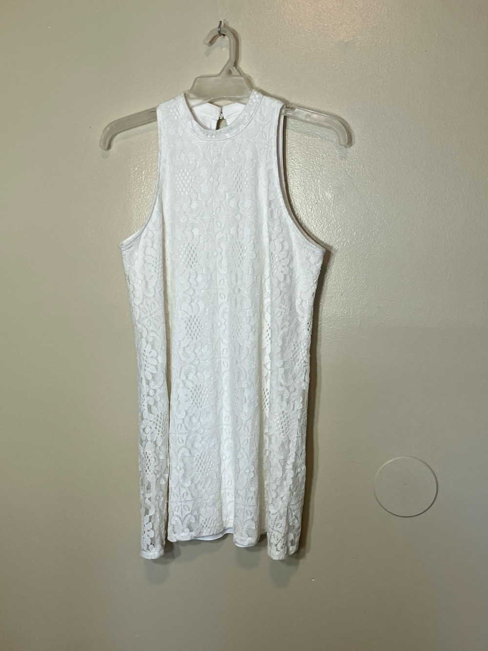 Speechless White Lace High-Neck Sleeveless Dress